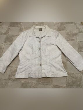 Vintage Pine Cove Dainty White Eyelet Button-Up fitted Jacket Cotton size S